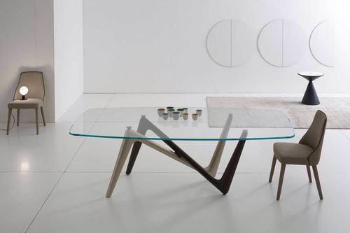 Современный стол - EDGE - Italy Dream Design - из закаленного стекла / прямоугольный / фиксированный