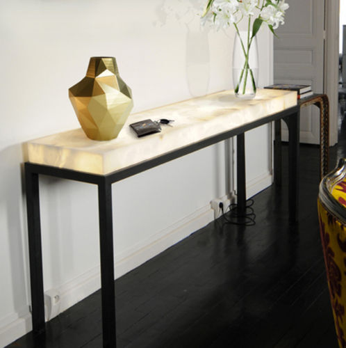 Современный стол-консоль - CONSOLE - Atelier-alain-ellouz - из камня / с основанием из металла / прямоугольный