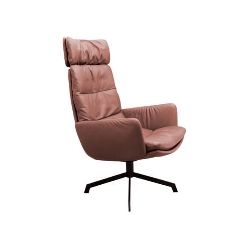 Современное кресло для посетителей - ARVA LOUNGE - KFF - из кожи / из фанеры / коричневое