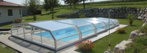 Низкий навес для бассейна - Pool Cover - телескопический / с ручным приводом