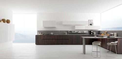Современная кухня - Y - Zampieri Cucine - из фанерованной древесины / без ручки