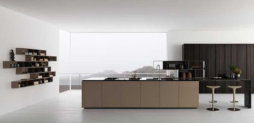 Современная кухня - Y - Zampieri Cucine - из фанерованной древесины / островного типа / без ручки
