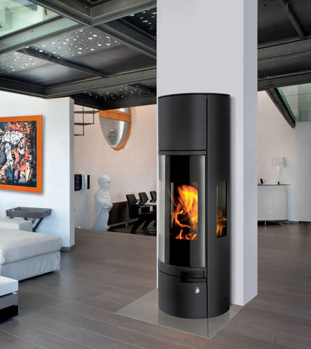 Печь-камин на дровах - BELO 3S A  - ROMOTOP - с 3 поверхностями / центральная / современная