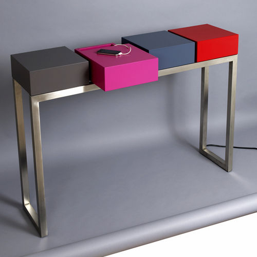 Современный стол-консоль - PLUG&PIED - Les Pieds sur la Table ® - из дерева / прямоугольный / на заказ