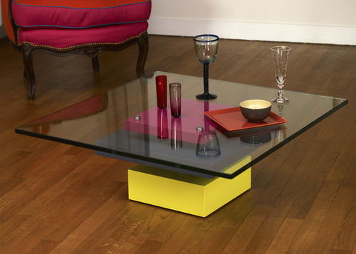 Современный журнальный столик - PIED-G - Les Pieds sur la Table ® - из стекла / квадратный / на заказ
