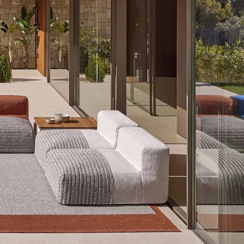 Современное низкое кресло - Mangas Outdoor - GAN RUGS - серое / синее / белое