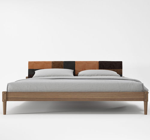 Кровать размер king size - KW08EU - Karpenter - современная / с кожаным изголовьем / из тикового дерева