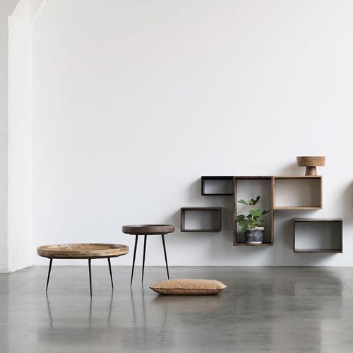 Вспомогательный столик скандинавский дизайн - BOWL - Mater Design - из лакированной древесины / с основанием из стали / круглый
