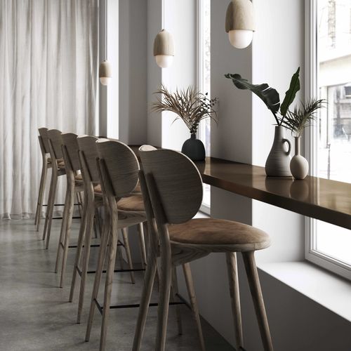 Современный барный стул - 012 series - Mater Design - для интерьера / из кожи / из фанерованной древесины