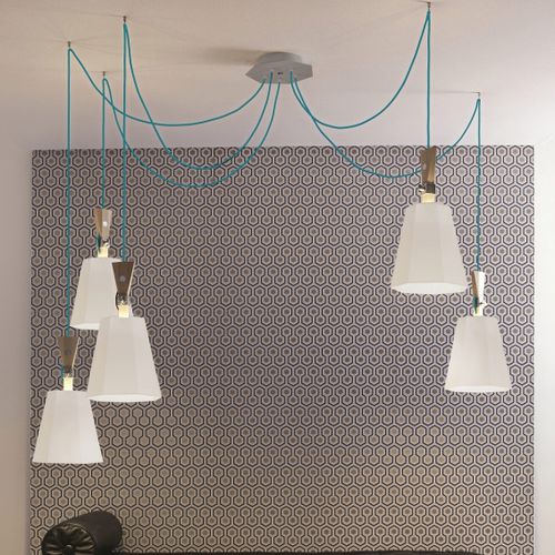 Современная люстра - LUXIOLE - Designheure - из литого алюминия / из ткани / из бука