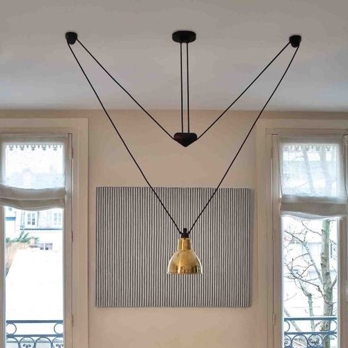 Светильник на кабеле LED - LES ACROBATES DE GRAS - DCW éditions - круглый / из чугуна / сталь