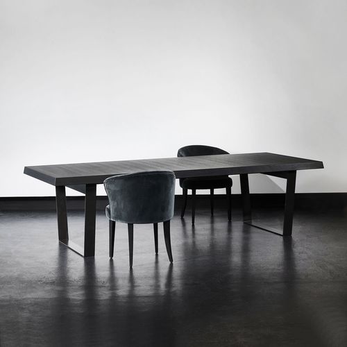 Современный обеденный стол - ARLES - XVL HOME COLLECTION - из дерева / с основанием из окрашенного металла / прямоугольный
