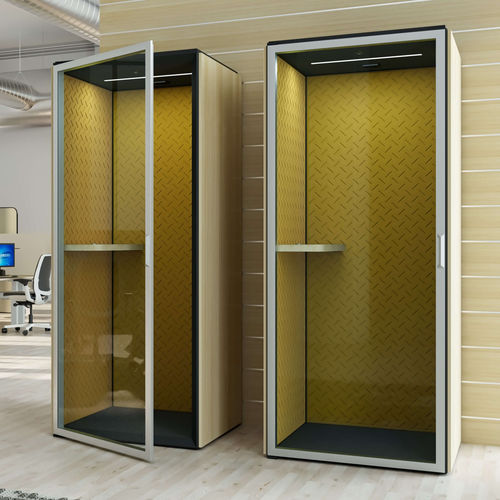 Акустическая рабочий стол POD - SMARTBOX 11 - VETROIN - с застекленной дверью / эргономичная / для 1 человека