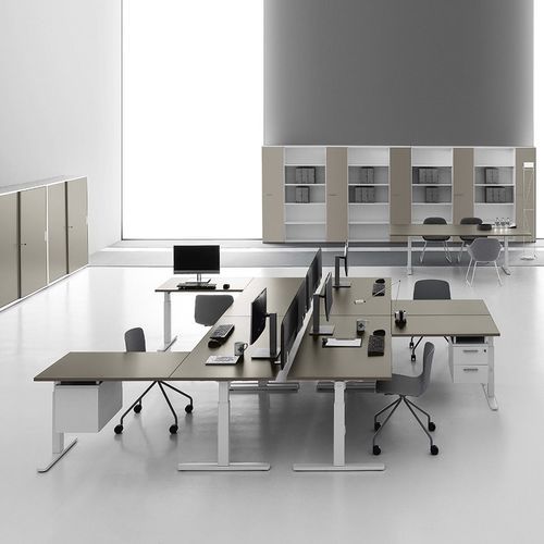 Рабочий стол для офисов открытого типа - DV803 NOBU - Della Valentina Office - напольный / от 2 до 4 человек / для 2 человек