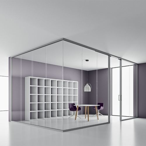 Раздвижная перегородка - DV603 - Della Valentina Office - стеклянная / из алюминия / меламиновая