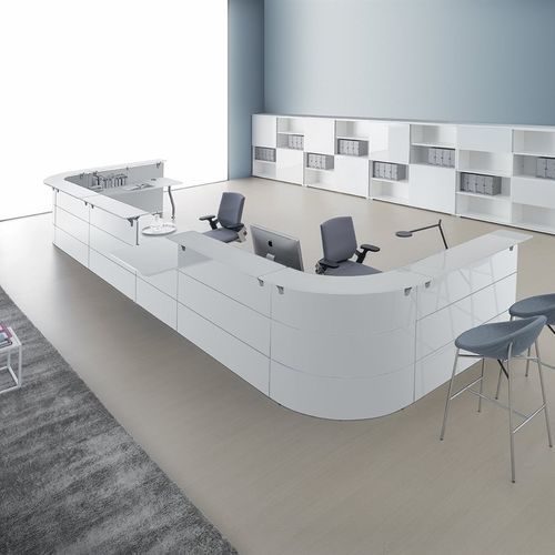 Модульная административная стойка - DV701 ABAKO - Della Valentina Office - полукруглая / из дерева / из стекла