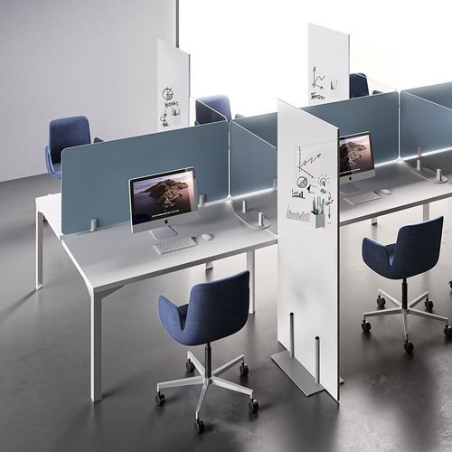 Отделительная перегородка для офиса для рабочего стола - DV300 FRONTAL - Della Valentina Office - из ткани / из стекла / из ламината
