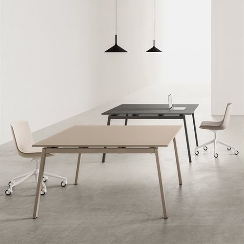 Современный стол для собраний - MONOCHROME - Della Valentina Office - из дерева / с основанием из металла / прямоугольный