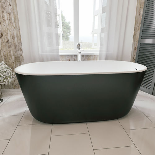 Овальная ванна - LULLABY-MINI-BLCK-WHT™ - Aquatica Marmite SP. Z.o.o - островная / для жилых зданий / из Solid Surface