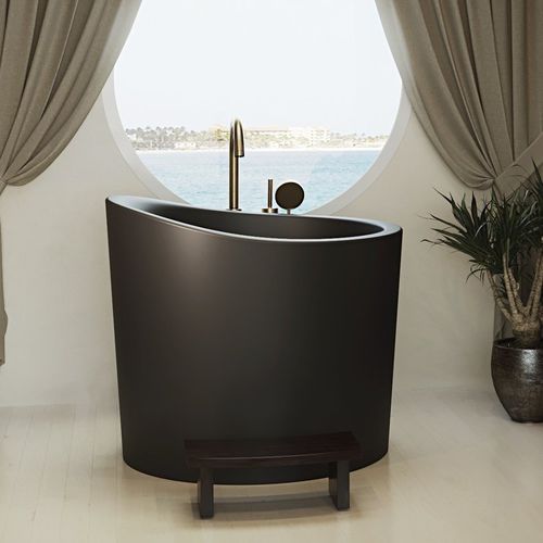 Круглая ванна - TRUE OFURO MINI BLCK - Aquatica Marmite SP. Z.o.o - островная / для жилых зданий / из Solid Surface
