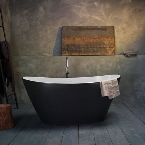 Овальная ванна - LUNA-BLCK-WHT - Aquatica Marmite SP. Z.o.o - островная / для жилых зданий / из Solid Surface