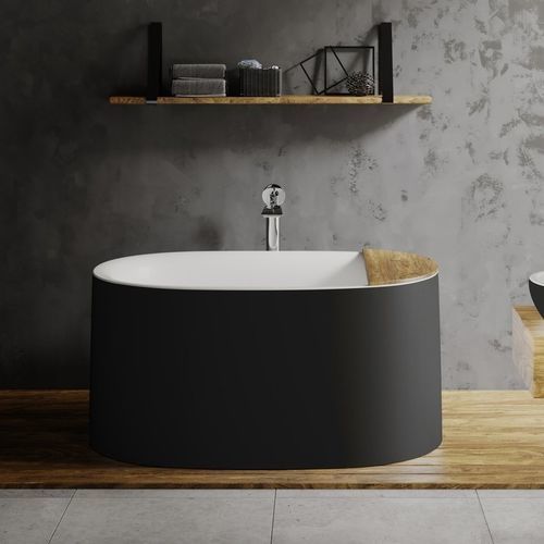 Овальная ванна - SOPHIA-BLCK-WHT - Aquatica Marmite SP. Z.o.o - островная / для жилых зданий / из Solid Surface