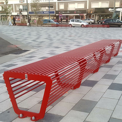 Современная общественная скамейка - LINE - TF URBAN - из стали / со спинкой / без спинки