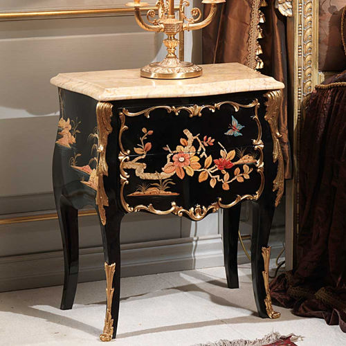 Ночной столик стиль Людовик XIV - EMPERADOR GOLD  - VIMERCATI MEDA LUXURY CLASSIC FURNITURE - из орехового дерева / с основанием из ореха / прямоугольный