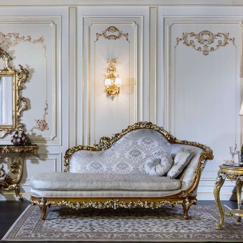 Стилизованный полудиван - VIMERCATI MEDA LUXURY CLASSIC FURNITURE - из ткани / из дерева / с подлокотниками