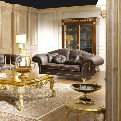 Стилизованный диван - MAJESTIC - VIMERCATI MEDA LUXURY CLASSIC FURNITURE - для гостиной / из кожи / с подлокотниками