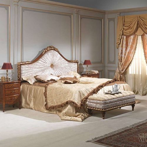 Двуспальная кровать - LOUVRE  - VIMERCATI MEDA LUXURY CLASSIC FURNITURE - стилизованная / обитая / с обитым изголовьем