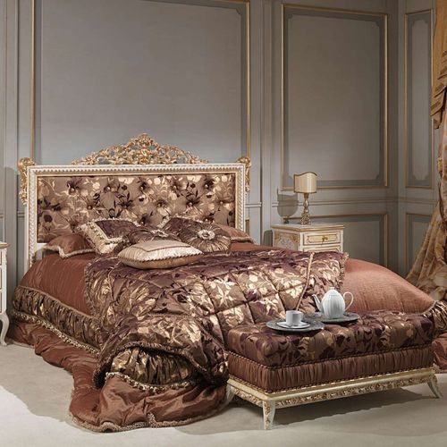 Двуспальная кровать - French - VIMERCATI MEDA LUXURY CLASSIC FURNITURE - барокко / обитая / с обитым изголовьем