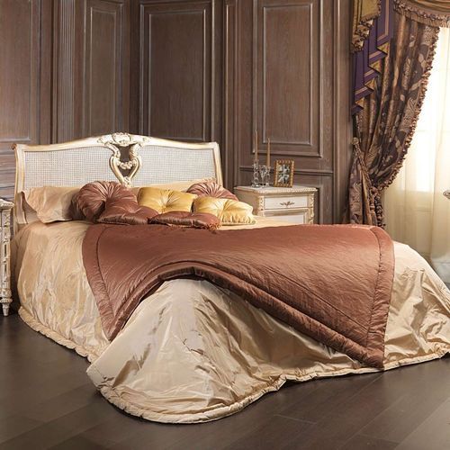 Двуспальная кровать - White and Gold - VIMERCATI MEDA LUXURY CLASSIC FURNITURE - стилизованная / обитая / с обитым изголовьем