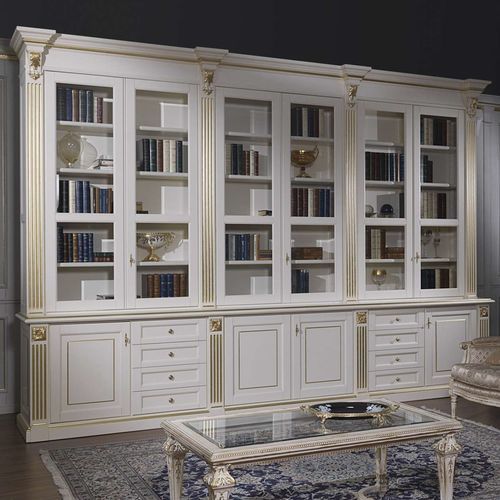 Книжный шкаф от пола до потолка - art. 2009 - VIMERCATI MEDA LUXURY CLASSIC FURNITURE - стилизованный / из дерева / из стекла
