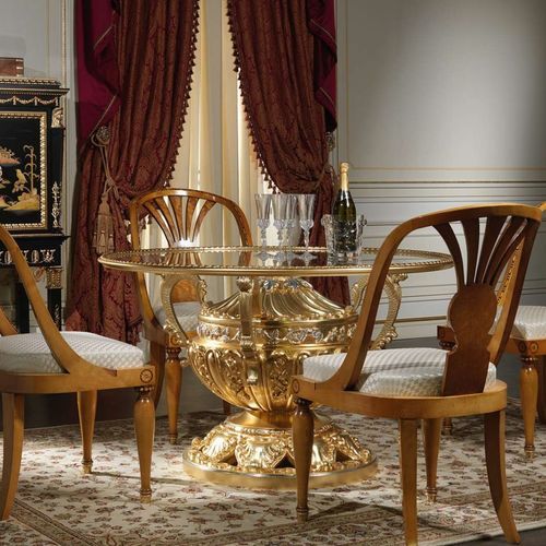 Классический обеденный стол - Versailles - VIMERCATI MEDA LUXURY CLASSIC FURNITURE - из кристалла / с основанием из древесины / круглый