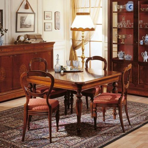 Обеденный стол во французском стиле - French 19th century - VIMERCATI MEDA LUXURY CLASSIC FURNITURE - из орехового дерева / с основанием из ореха / квадратный