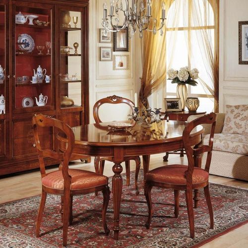 Обеденный стол во французском стиле - art. 281/279 - VIMERCATI MEDA LUXURY CLASSIC FURNITURE - из орехового дерева / с основанием из ореха / овальный