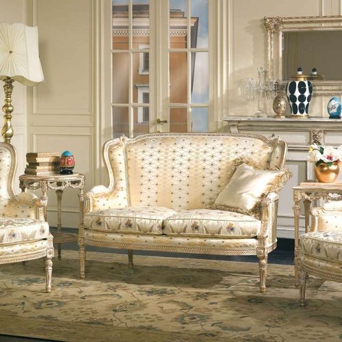 Стилизованный диван - SAN MARCO  - VIMERCATI MEDA LUXURY CLASSIC FURNITURE - из ткани / с подлокотниками / с подушками