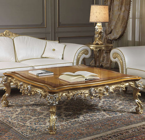 Стилизованный журнальный столик - IMPERIAL - VIMERCATI MEDA LUXURY CLASSIC FURNITURE - из кожи / с основанием из древесины / квадратный