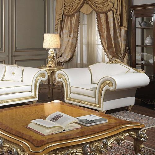 Стилизованное кресло - IMPERIAL - VIMERCATI MEDA LUXURY CLASSIC FURNITURE - из кожи / белое / позолоченное