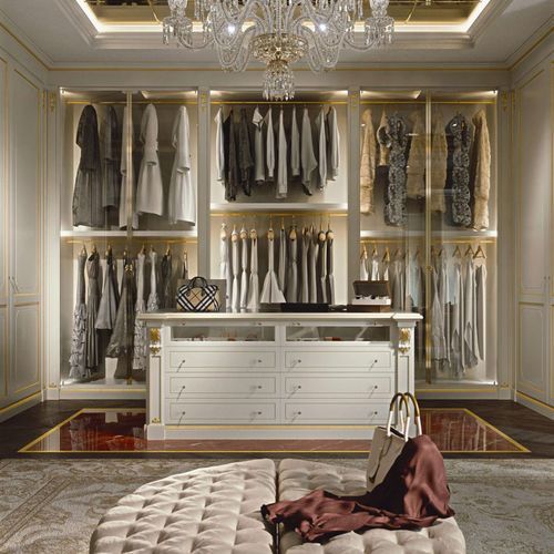 U-образная гардеробная - VIMERCATI MEDA LUXURY CLASSIC FURNITURE - стилизованная / из дерева / из стекла