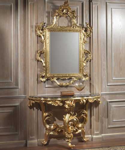 Стол-консоль в стиле барокко - VIMERCATI MEDA LUXURY CLASSIC FURNITURE - из мрамора / с основанием из дерева, позолоченного сусальным золотом / полумесяц