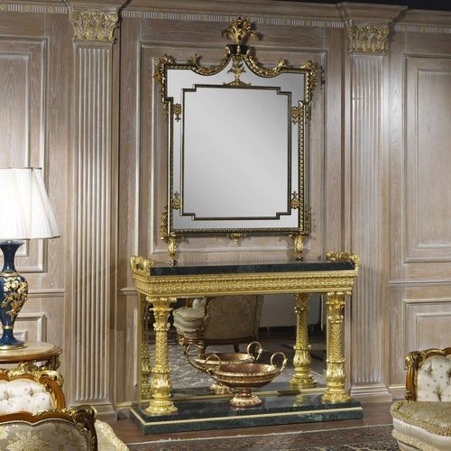 Стилизованный стол-консоль - art. 999 - VIMERCATI MEDA LUXURY CLASSIC FURNITURE - из мрамора / с основанием из дерева, позолоченного сусальным золотом / прямоугольный