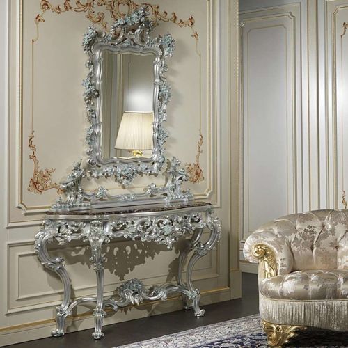 Стол-консоль в стиле барокко - art. 770 - VIMERCATI MEDA LUXURY CLASSIC FURNITURE - из мрамора / полумесяц / ручной работы