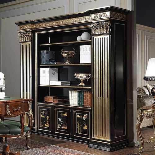Книжный шкаф от пола до потолка - art. 91 - VIMERCATI MEDA LUXURY CLASSIC FURNITURE - стилизованный / из лакированной древесины / со встроенным ящиком