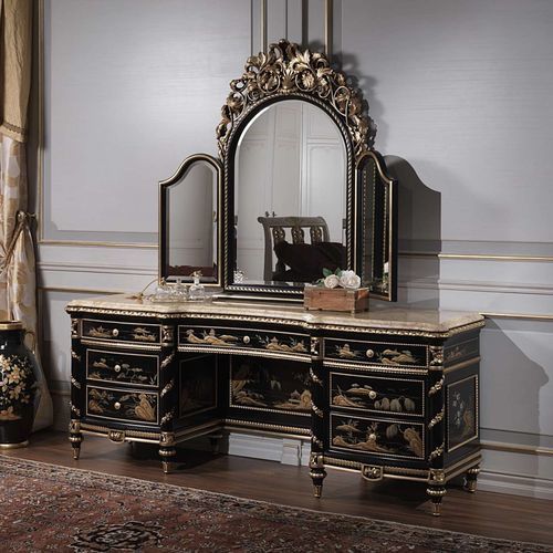 Стилизованный туалетный столик - art. 2001/NC - VIMERCATI MEDA LUXURY CLASSIC FURNITURE - из лакированной древесины / из мрамора / одноместный