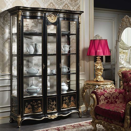 Стилизованный стеклянный шкаф - art.951/4 - VIMERCATI MEDA LUXURY CLASSIC FURNITURE - из стекла / из лакированной древесины / видимый
