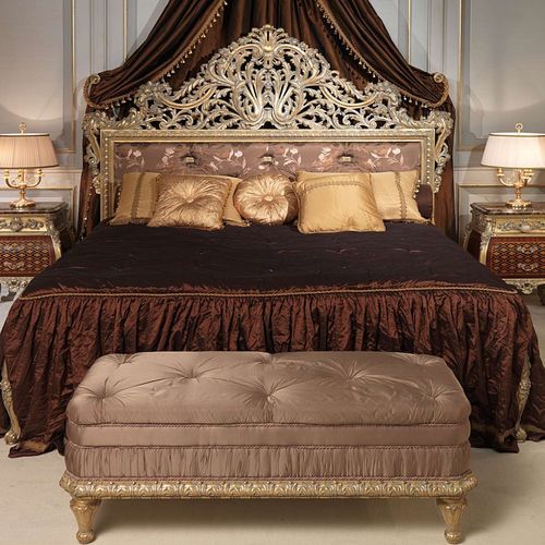 Стилизованная банкетка - EMPERADOR GOLD  - VIMERCATI MEDA LUXURY CLASSIC FURNITURE - из ткани / с основанием из древесины / бежевая