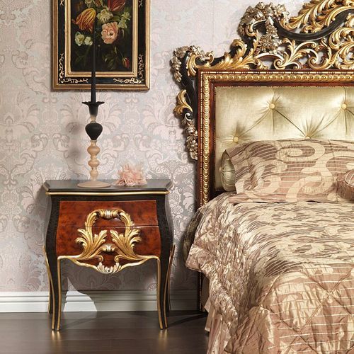 Ночной столик стиль Людовик XIV - EMPERADOR BLACK  - VIMERCATI MEDA LUXURY CLASSIC FURNITURE - из дерева / прямоугольный / с выдвижным ящиком