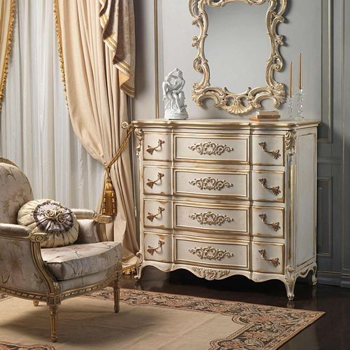 Комод в стиле Людовика XVI - WHITE AND GOLD - VIMERCATI MEDA LUXURY CLASSIC FURNITURE - из дерева / ручной работы / 4 выдвижных ящика